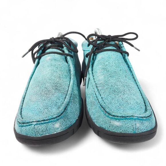 Ferrini Rouge Moc Toe Mid Leather Chukka Boots Women's 10B Turquoise 63722-50 - Picture 3 of 11